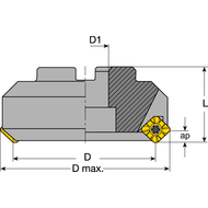 Smooth-running face milling cutter 45° 80x27mm, for 8 II SEMT13T3, IC